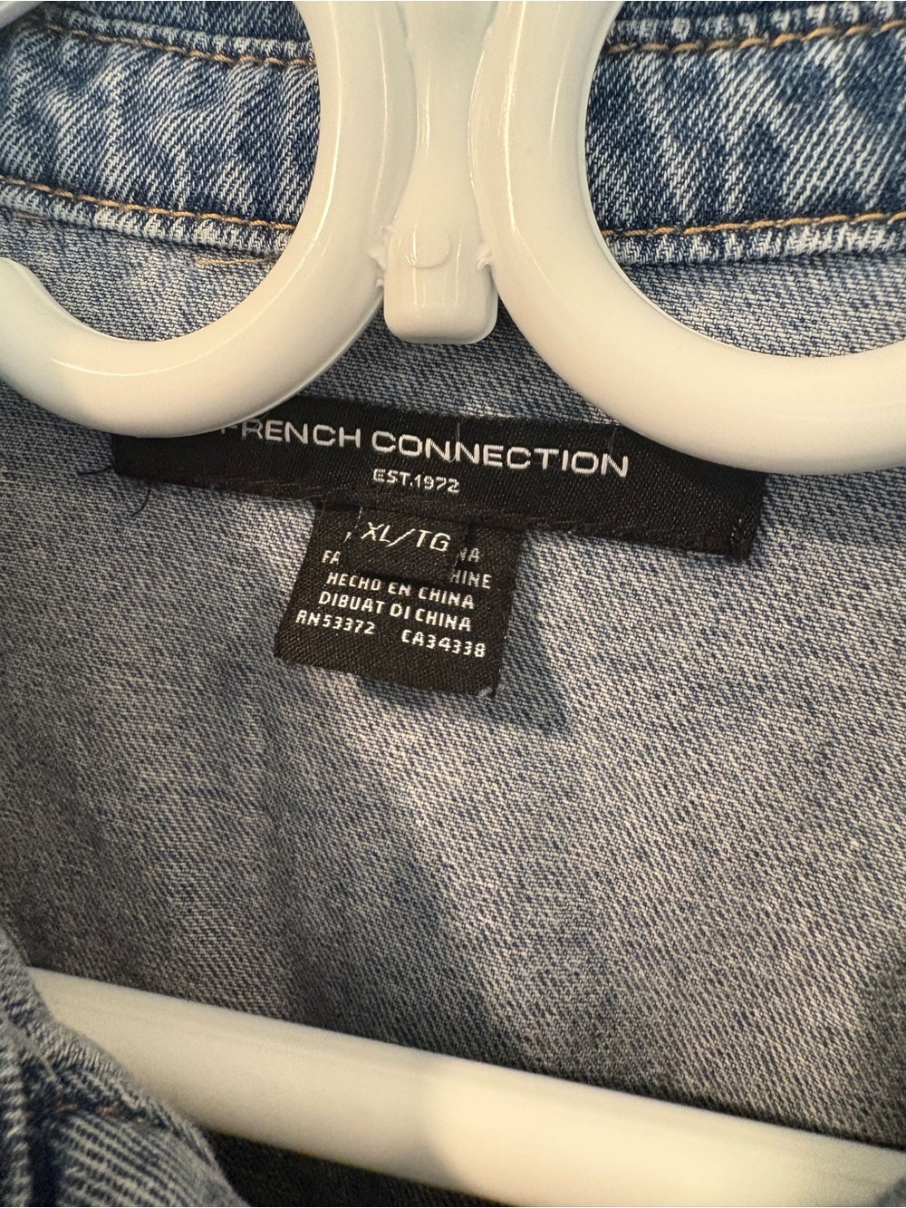 French Connection Medium Blue Wash Denim Button-Up Shirt – XL - Picture 5 of 8